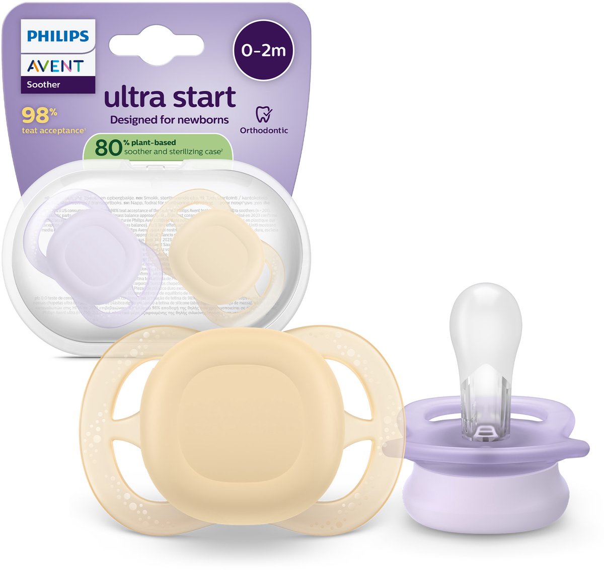 Philips avent ultra start – bpa-vrije siliconen fopspeen (0-2 mnd) – symmetrisch ontwerp – 2 stuks - scf075 11