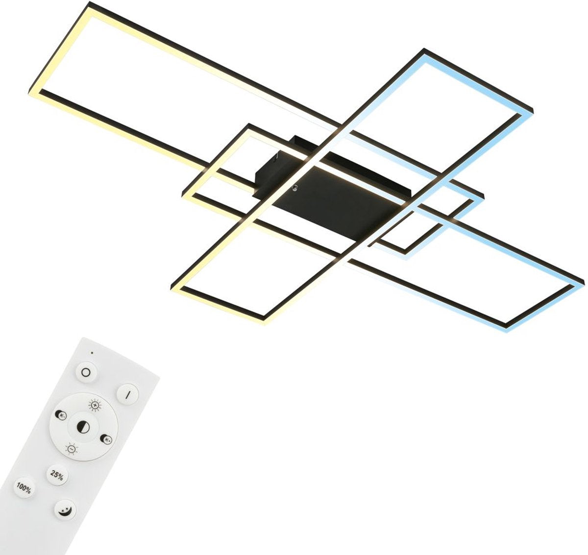 B.k.licht briloner - Deckenleuchte - dimmbare Deckenleuchte - mit Fernbedienung - mit Memory-Funktion - mit Nachtlichtfunktion - mit CCT - 104 x 71 x 9,5 cm - Schwarz