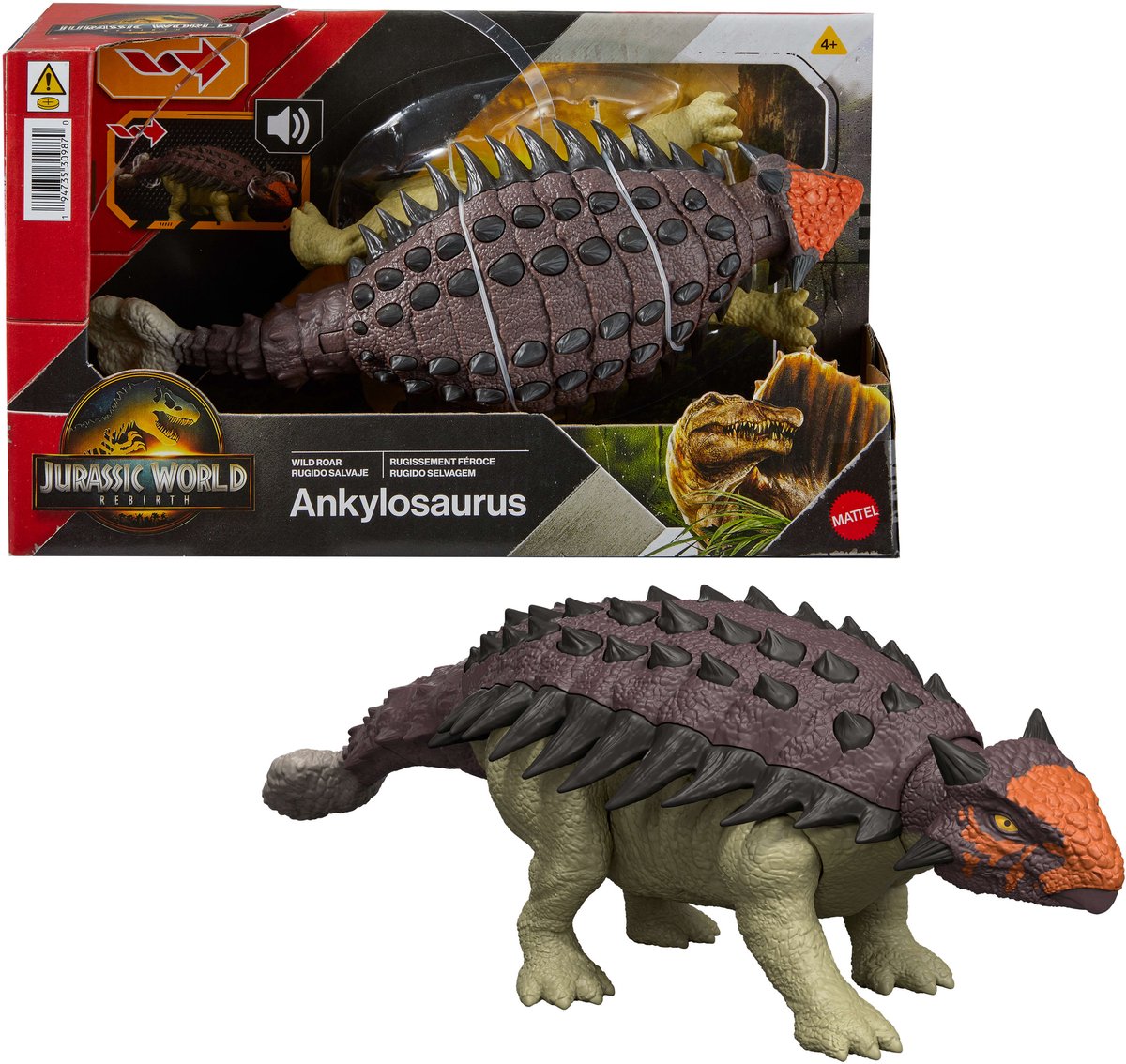 Mattel Jurassic World Rebirth – Wild brüllender Ankylosaurus
