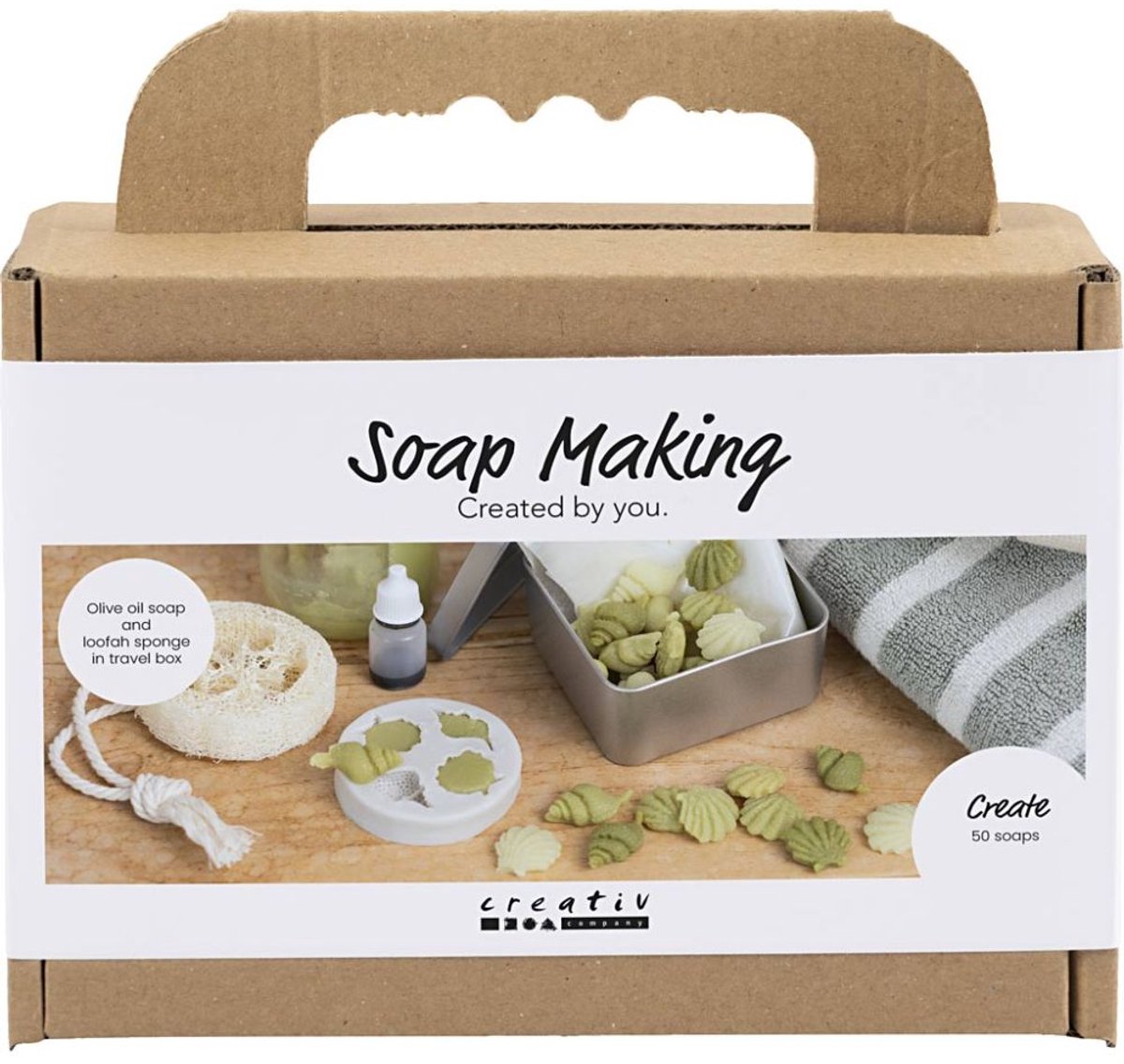 Creativ Company Mini-Seifenherstellungs-Hobbyset, Muscheln, olivgrün, 1 Box