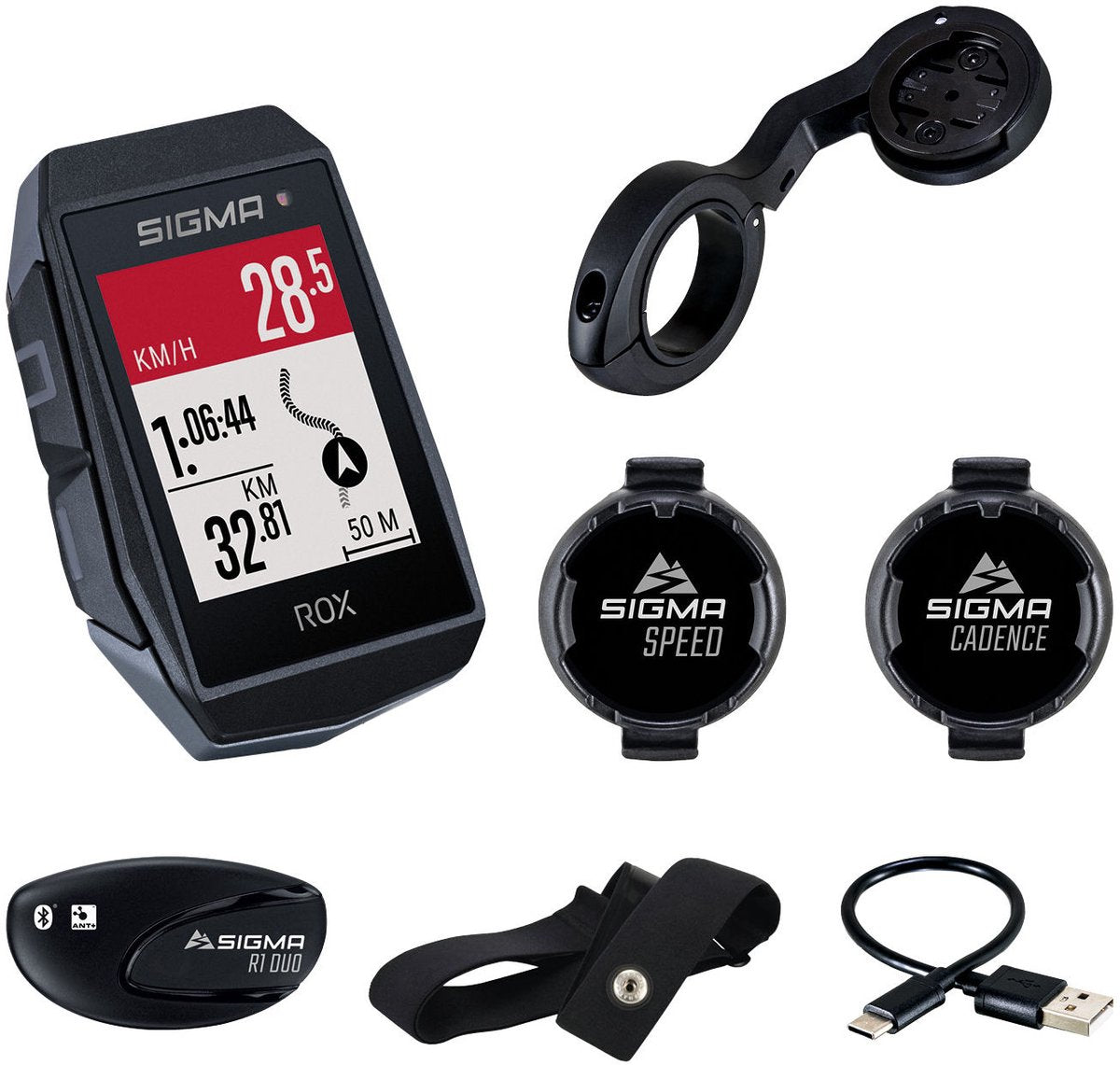 Sigma Rox 11.1 EVO GPS HR+ CAD SNELH SET+ SB GPS+ ANT+ BLE RIEM+ USB-C