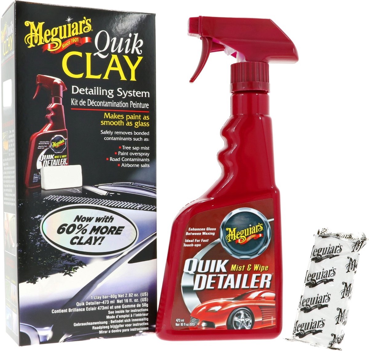 Meguiars Quik-Clay-Starterset – Autolack reinigen – Baumharz aus dem Auto entfernen