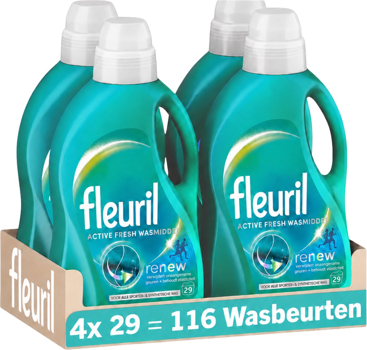 Fleuril Active Fresh – Flüssigwaschmittel – alle Wäschefarben – 4x29 Wäschen – Vorteilspack