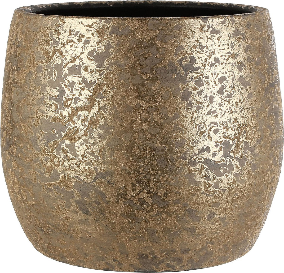 Mica decorations bloempot - goudkleurig - keramiek - 16 x 13 cm - plantenpotten