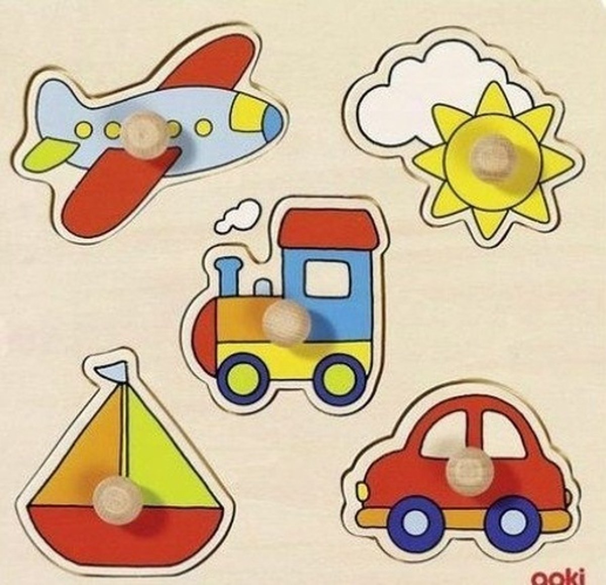 Goki meine Reise, Knopfpuzzle. 5 Stück. 1+