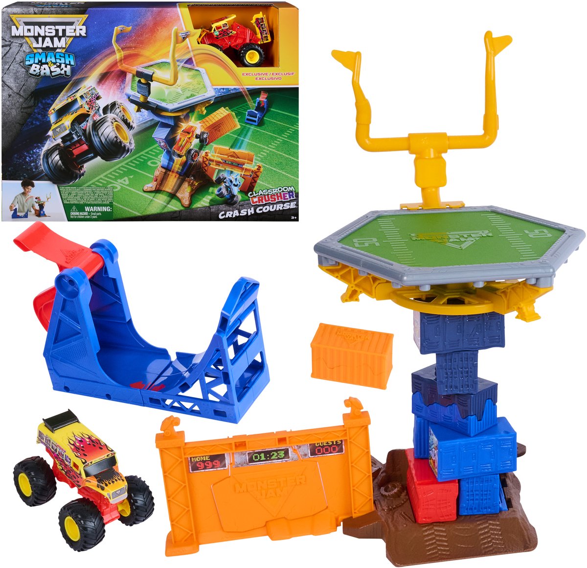 Monster Jam Spin Master Spielzeug-Crashkurs-Set mit Monstertruck 1:64.