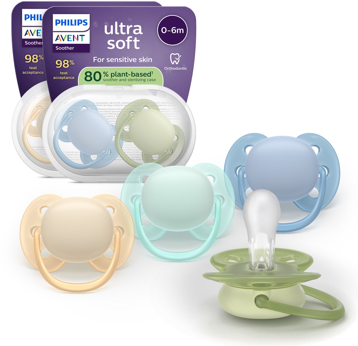 Philips avent ultra soft – superzachte siliconen fopspeen (0-6 mnd) – voor gevoelige huid – 4 stuks - scf091 50