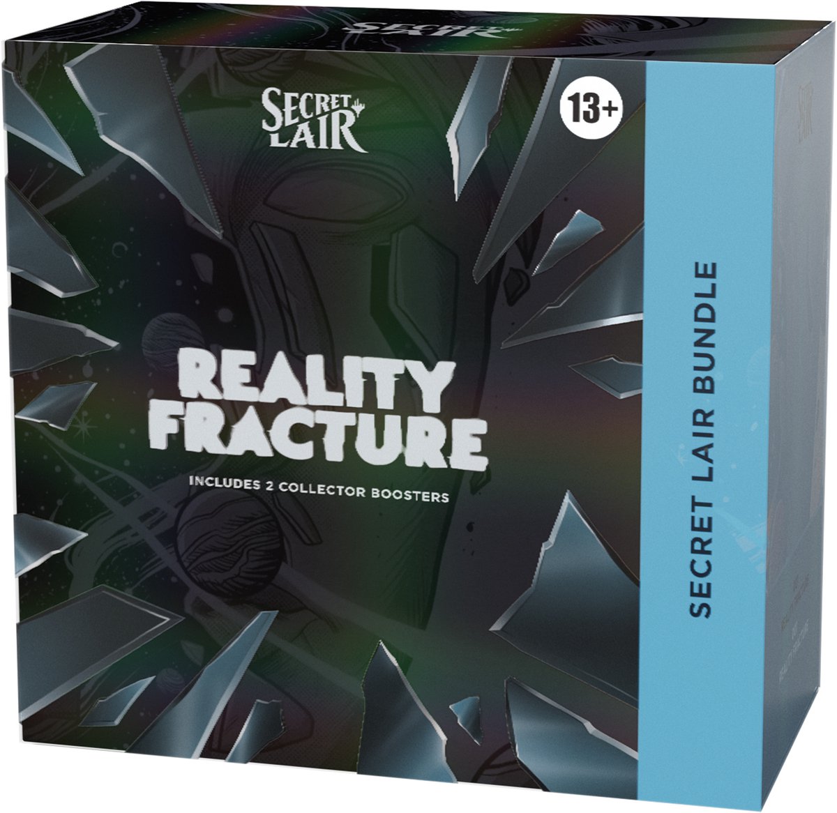 Magic the gathering magic: the gathering reality fracture secret lair bundle | 2 mythic secret lair cards, 2 collector boosters, 6 play boosters, 20 foil lands, 1 spindown