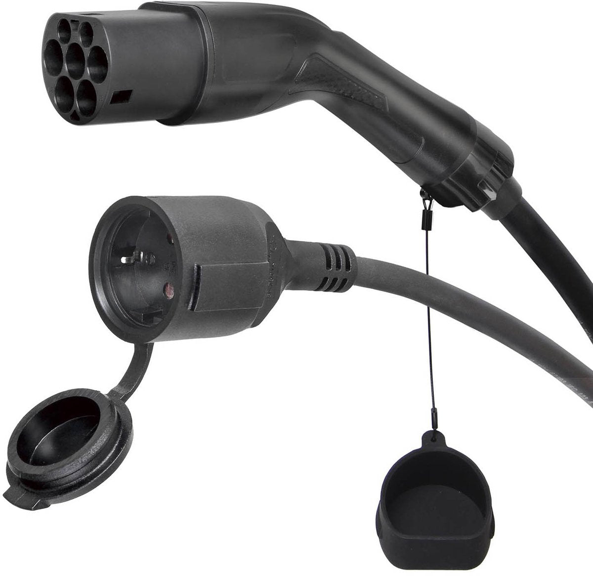 Energenie gembird type 2 naar schuko ev-laadadapterkabel 0,5 m – 16a 3,7 kw 1-fase, mode 3-simulator, ip44 spatwaterdicht, mennekes type 2, mannelijk naar schuko vrouwelijk