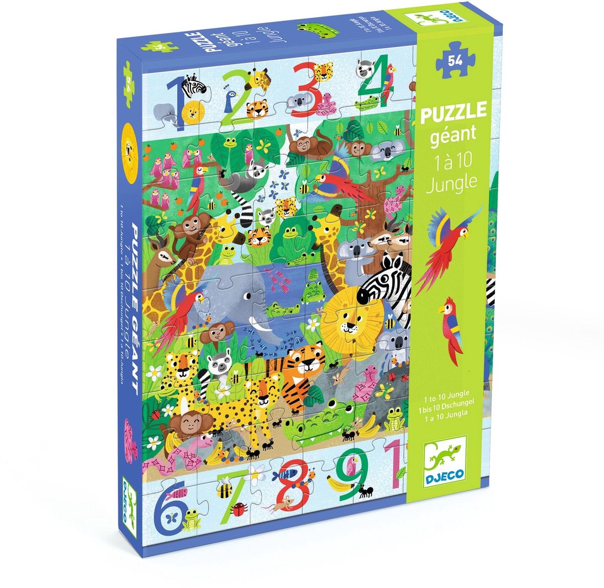 Djeco – dj07148 – Dschungel-Puzzle 54-teilig – Zählung 1–10
