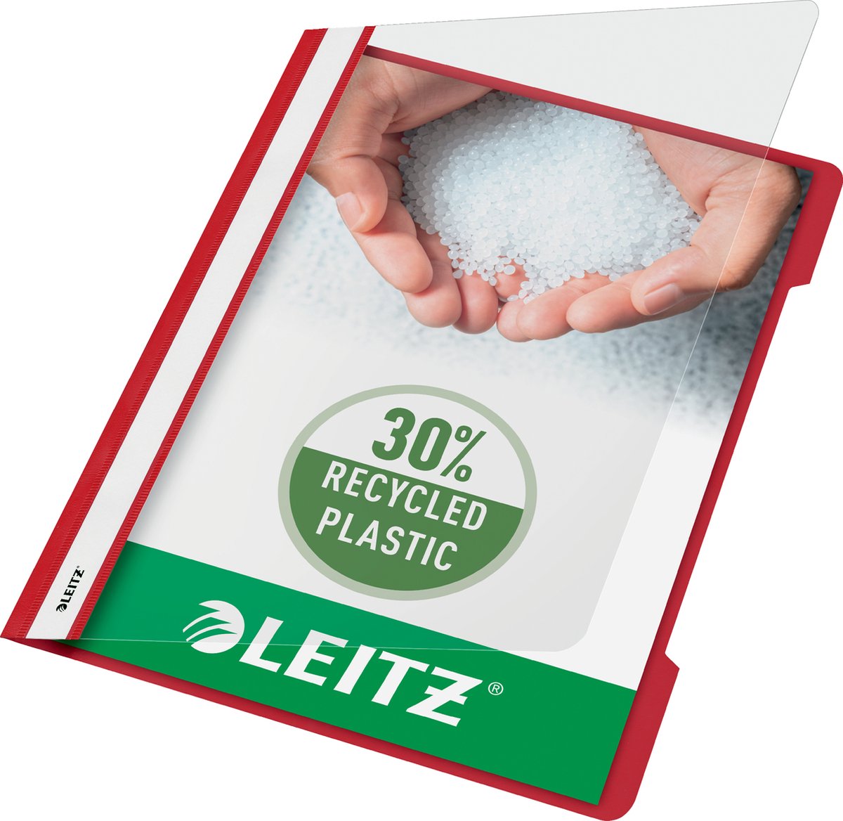 Leitz Schnellfixierer A4 – 30 % recycelter Pre-Consumer-Kunststoff – 25 Stück – rot