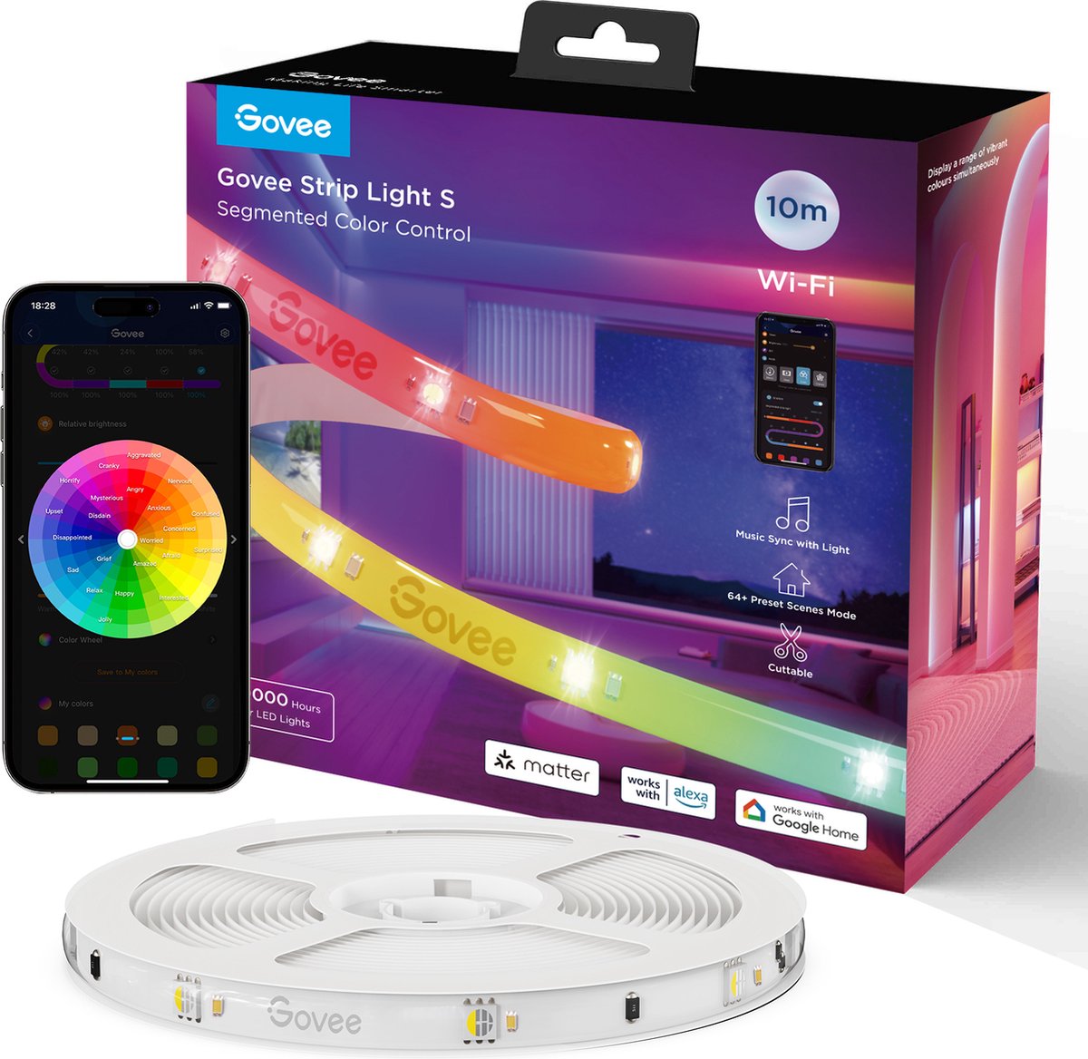 Govee Lichtleiste S 10 m – LED-Streifen – RGBICW – App-Steuerung – Alexa Google – Matter-kompatibel