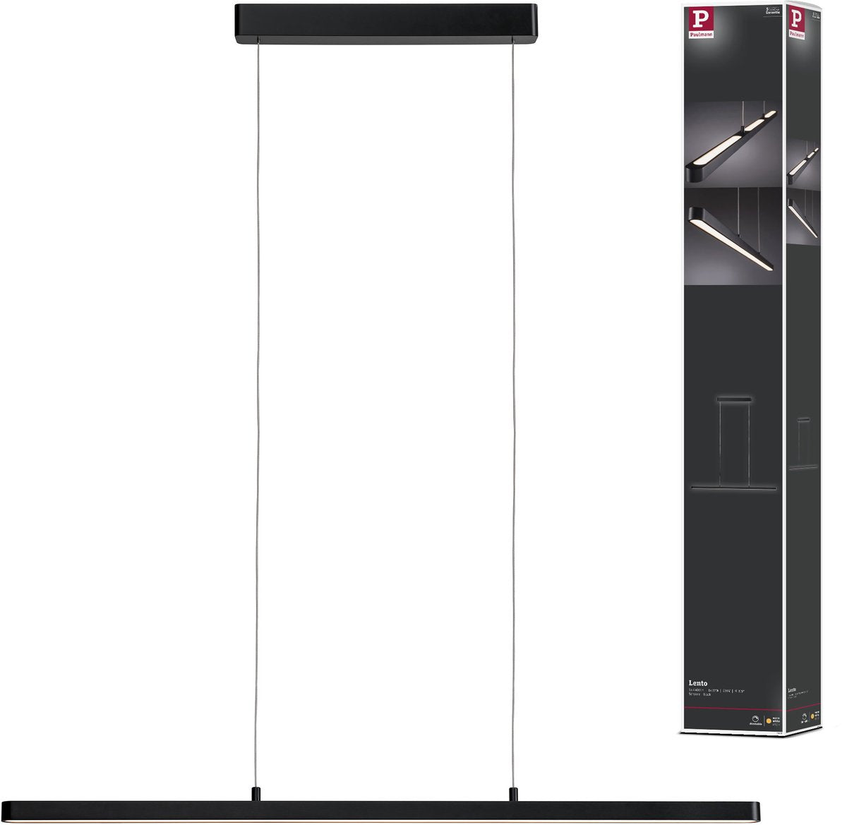 Paulmann Lento LED-Hängelampe – moderne Hängeleuchte schwarz matt – dimmbar höhenverstellbar – 42 W – warmweißes Licht (2700 K) – perfekt für Wohn- oder Esszimmer