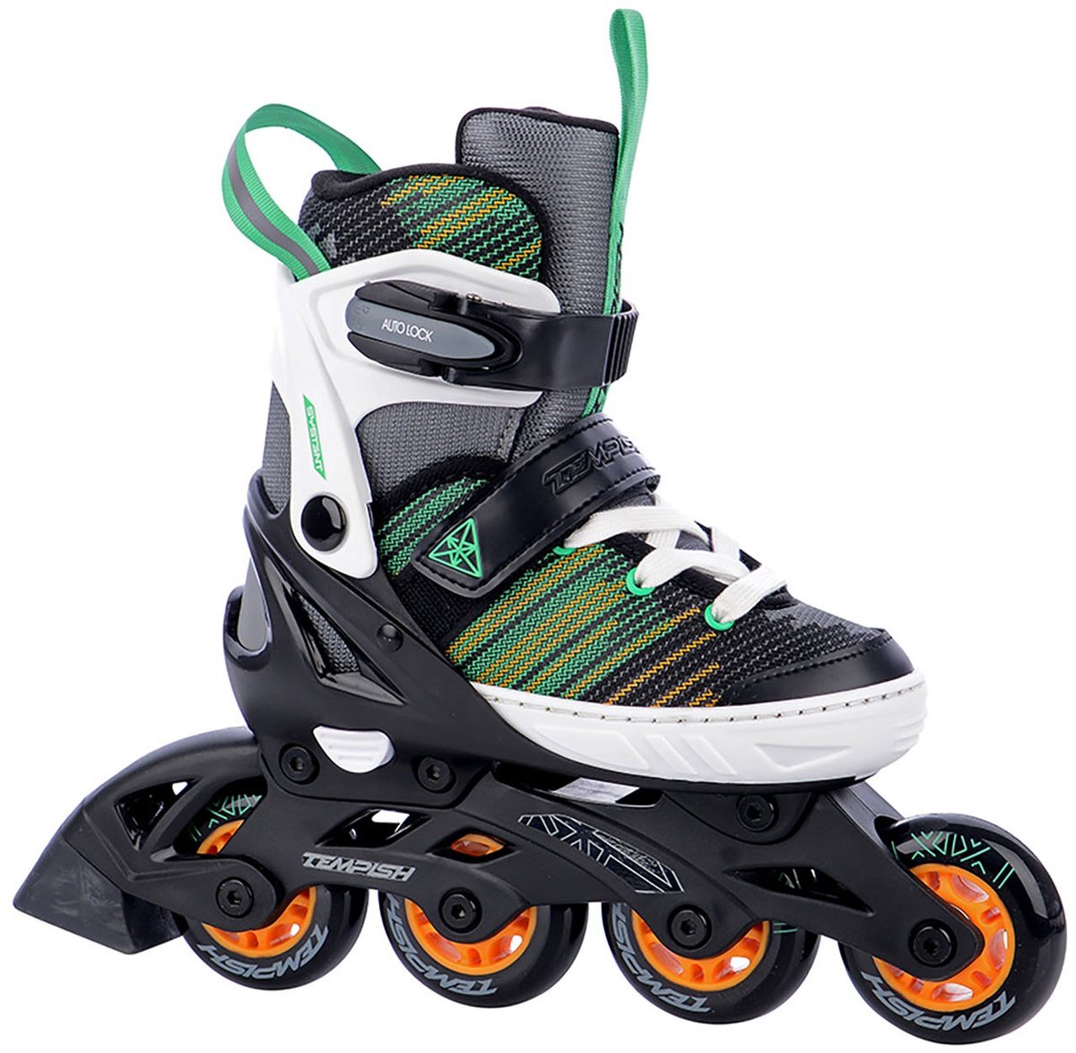 Tempish Systent Inlineskates - Inlineskates - verstellbar - Schwarz Grün Orange - Größe 33-36