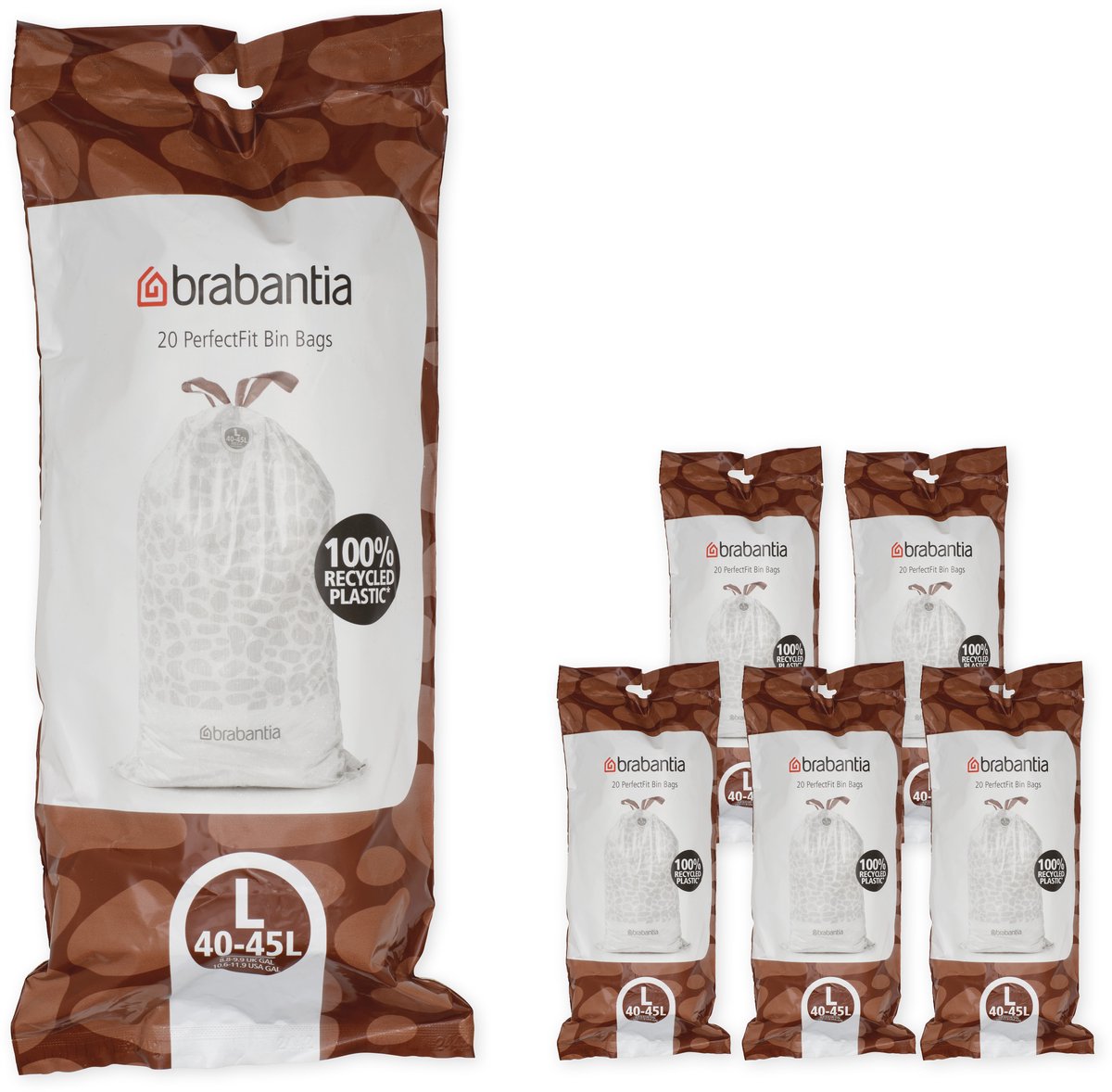 Brabantia Perfectfit Müllsäcke – 40 45 l – Code l – 6 Rollen x 20 Stück