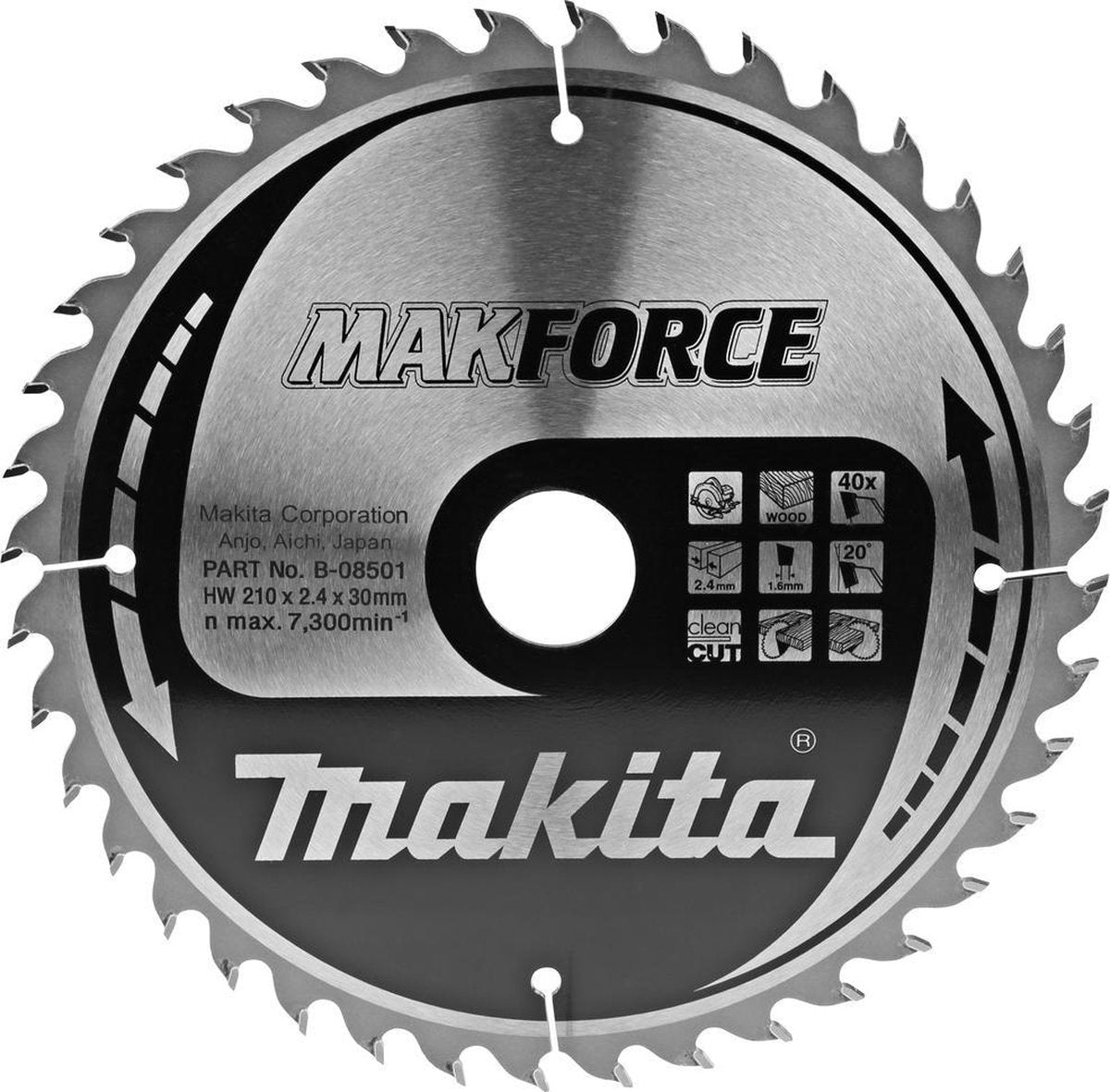 Makita Kreissägeblatt für Holz | makforce | ø 210mm Achsloch 30mm 40t - b-08501