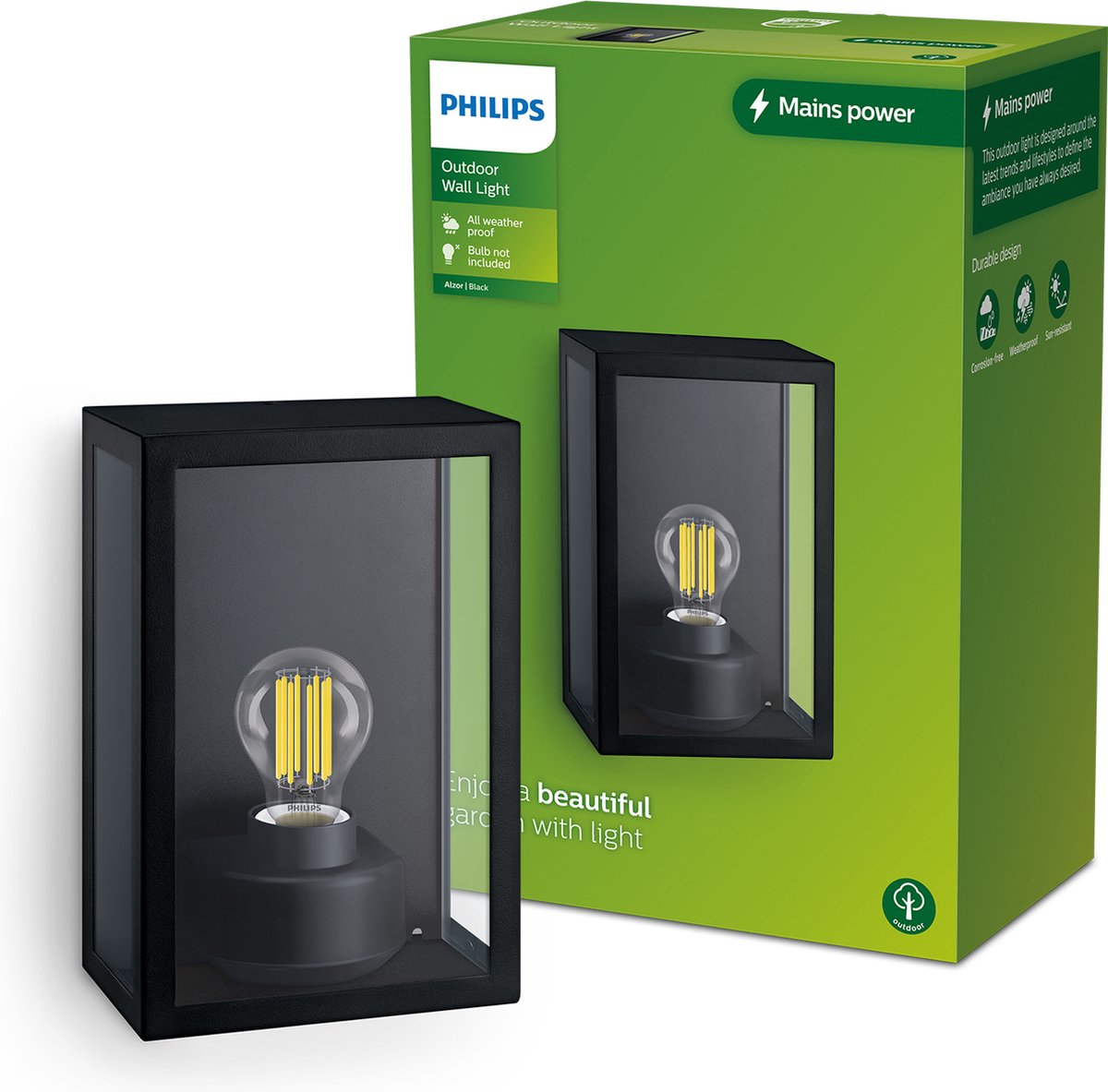 Philips led philips alzor wandlamp - zwart - e27