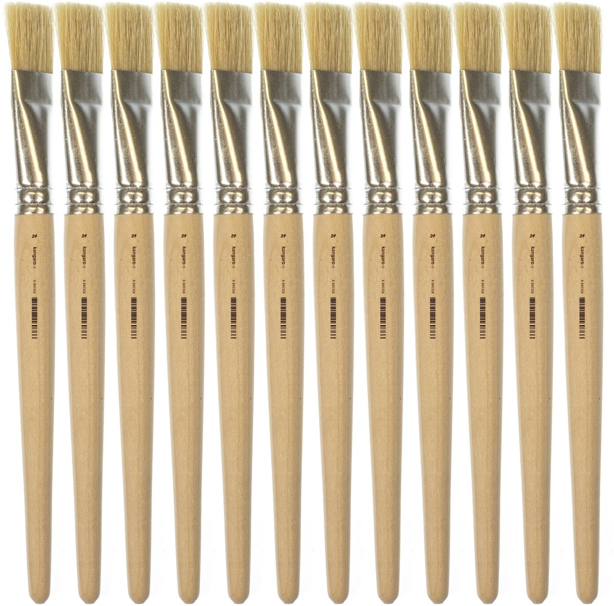 Kangaro lyonse penseel - maat 24 - kort ongelakt hout - doos a 12 stuks - k-840324