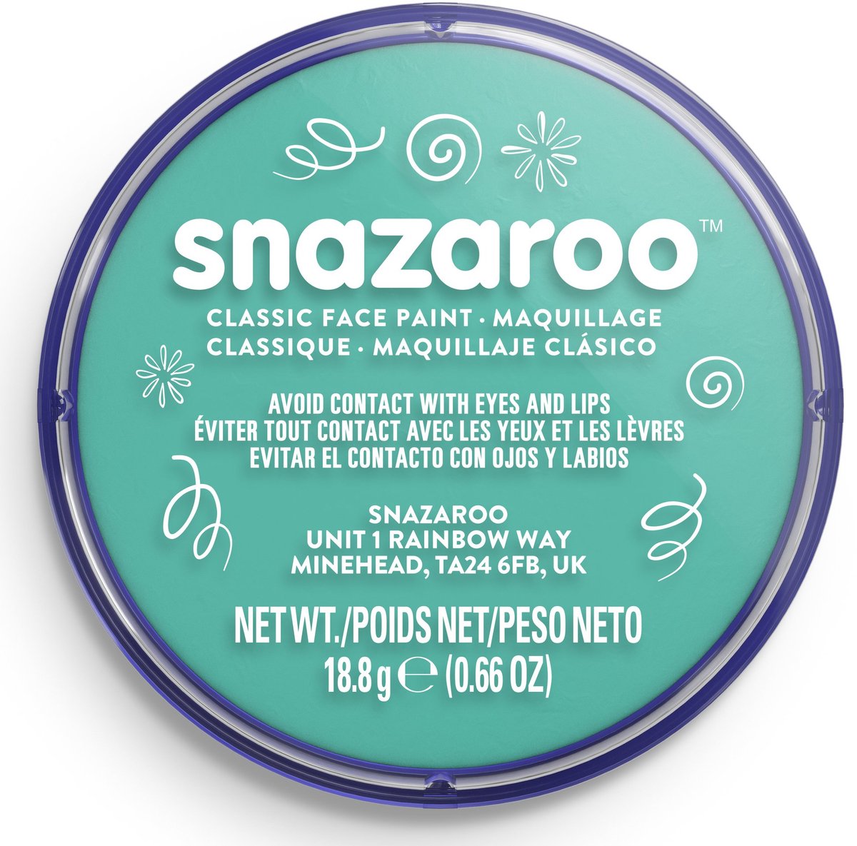 Snazaroo 1118377 – Meeresblau – 18 ml Aqua-Gesichtsfarbe, Kinder-Gesichtsfarbe für Kinder und Erwachsene