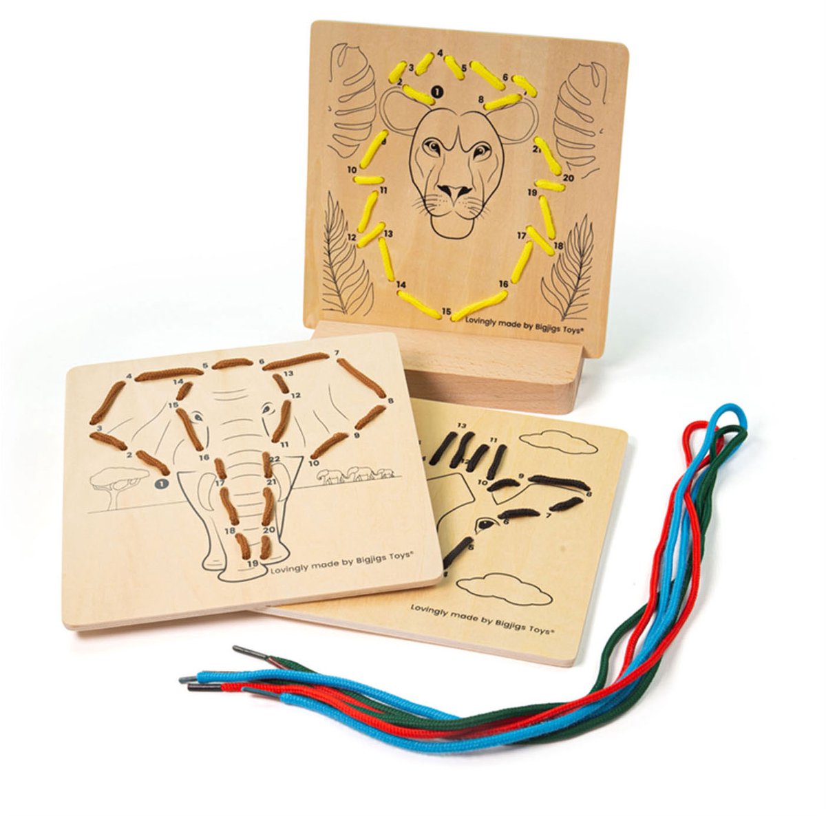 Bigjigs Holzpuzzle nach Zahlen – Dschungel, 8 Teile.