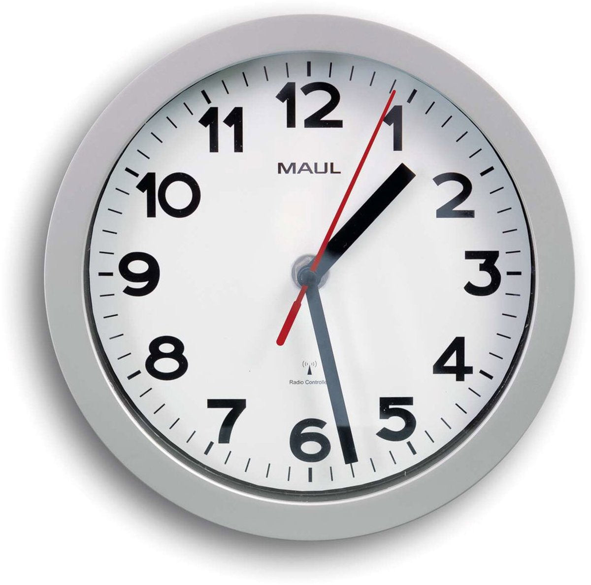 Maul Wanduhr Tritt ø 20 x 4,4 cm Funk Kunststoff 1 x AA (1,5 V) Silber