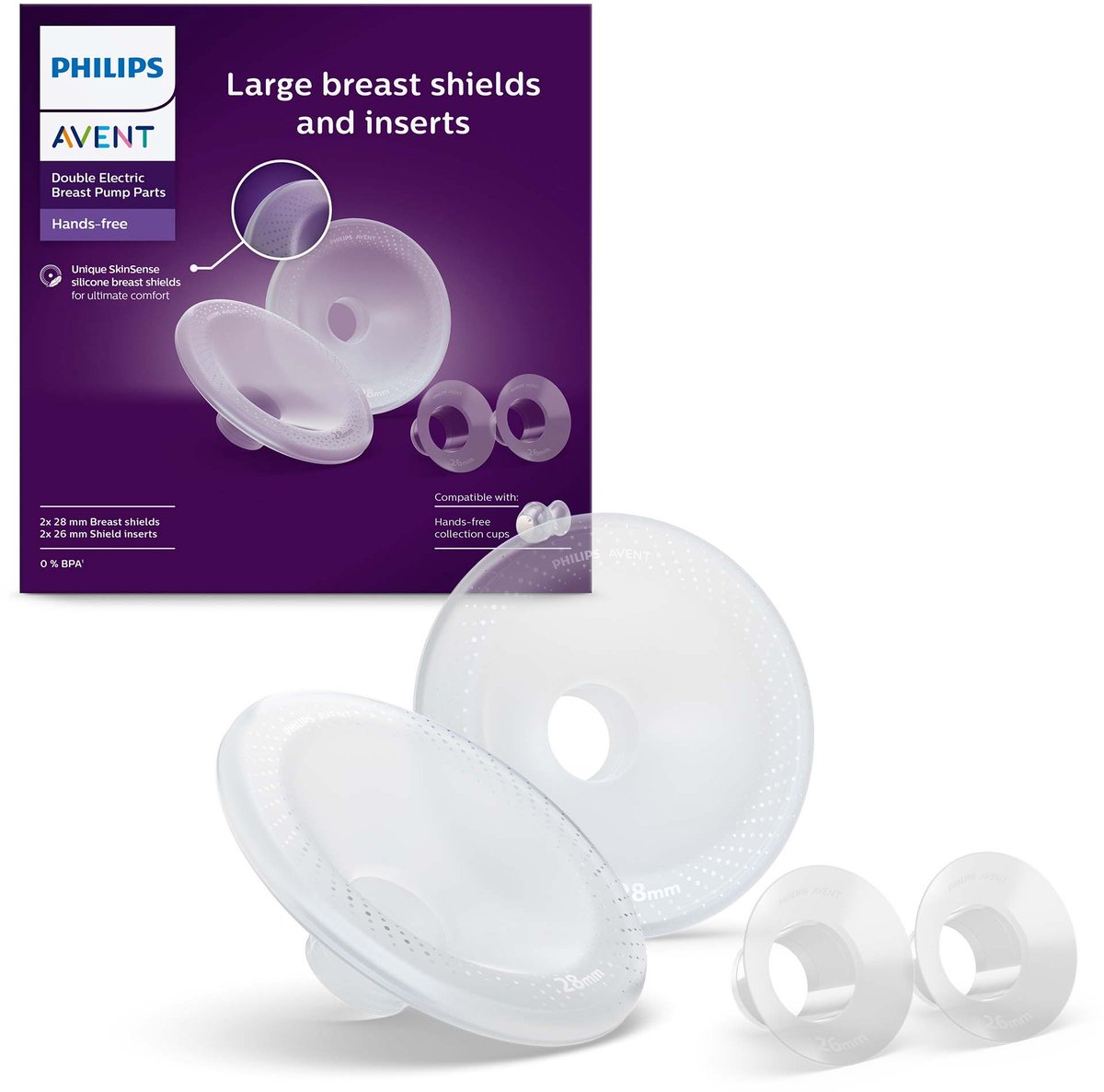 Philips avent grote borstbeschermers inzetstukken – comfortabele pasvorm voor grotere tepels (28mm 26mm) | skinsense siliconen voor zachte aansluiting - scf552 11
