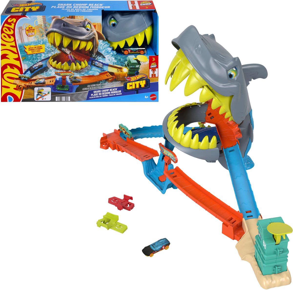 Hot Wheels City Shark Beach Spielset und Spielzeugauto aus Metall