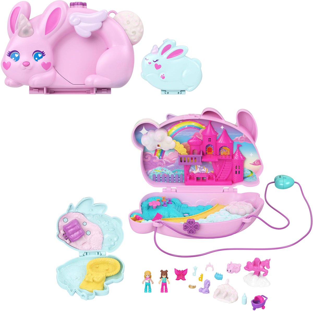 Polly Pocket 2-in-1 Hasenspaß – Tasche mit kompaktem Spielset