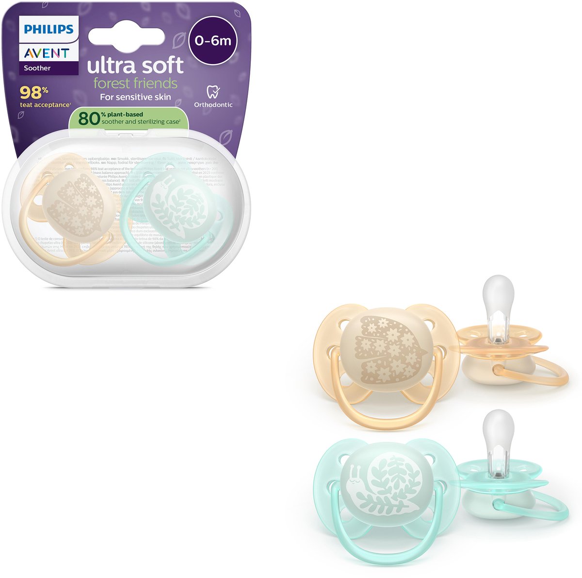 Philips avent ultra soft – superzachte siliconen fopspeen (0-6 mnd) – voor gevoelige huid – 2 stuks - scf091 41