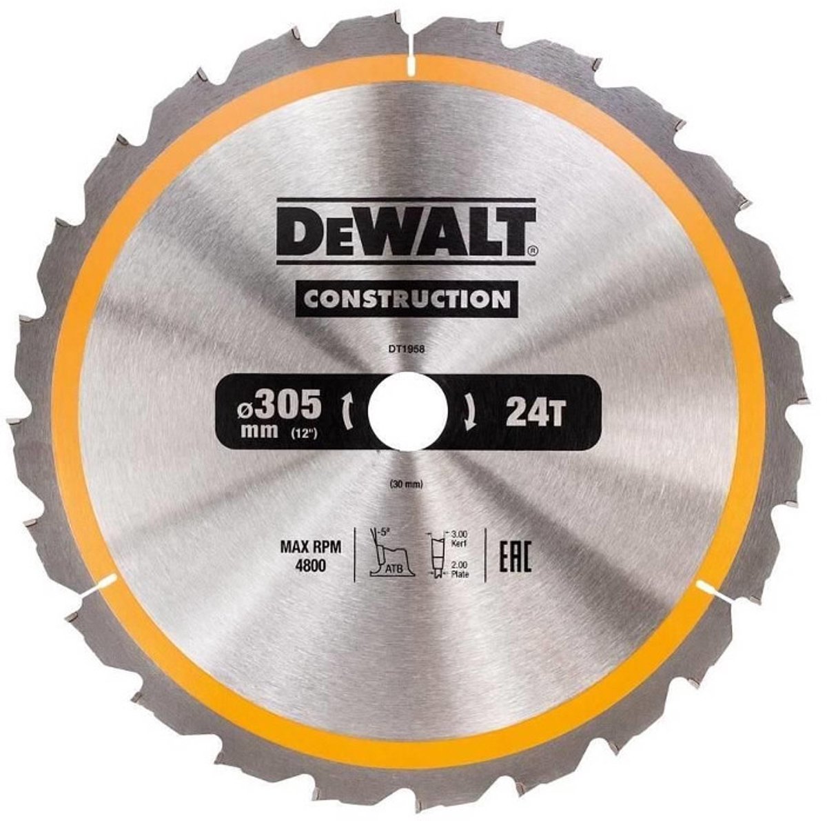 Dewalt Zubehör Kreissägeblatt 305x30x60t, negativ 5°, Kerbe 3mm – dt1960-qz