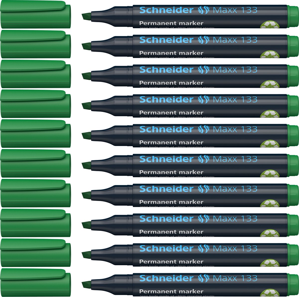 Schneider Schreibgeräte Schneider Permanent Marker – Maxx 133 – Keilspitze – Grün – 10 Stück – S-113304-10