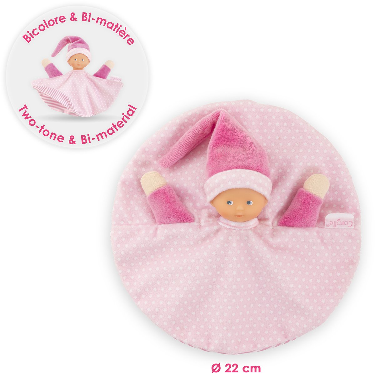 Corolle tidoudou – rosa Kuscheltuch, 17 cm