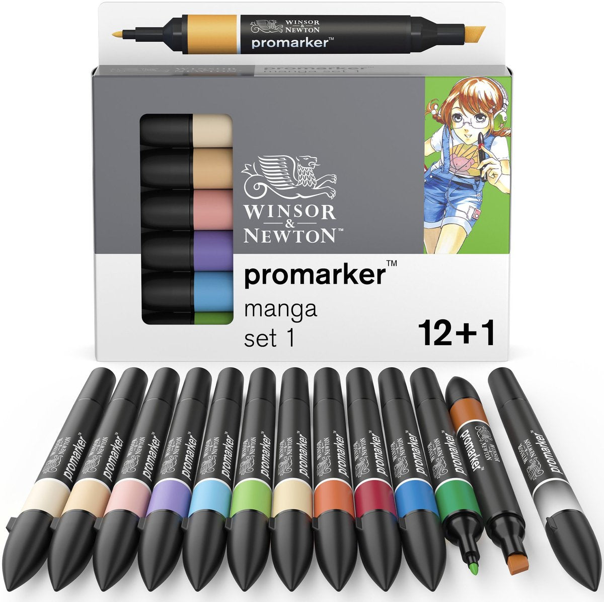 Winsor Newton 0290139 Promarker™ 12+1 Manga-Erweiterung 1 | Professionelle Layoutmarker, Alkoholmarker