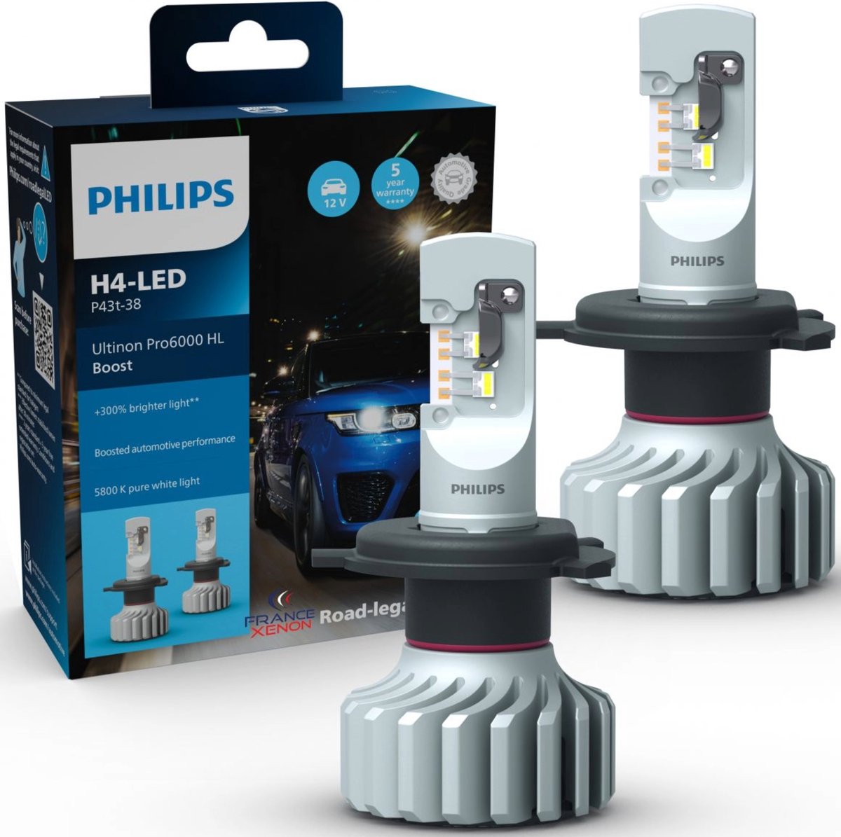 Philips ultinon pro6000 h4 11342u6000x2