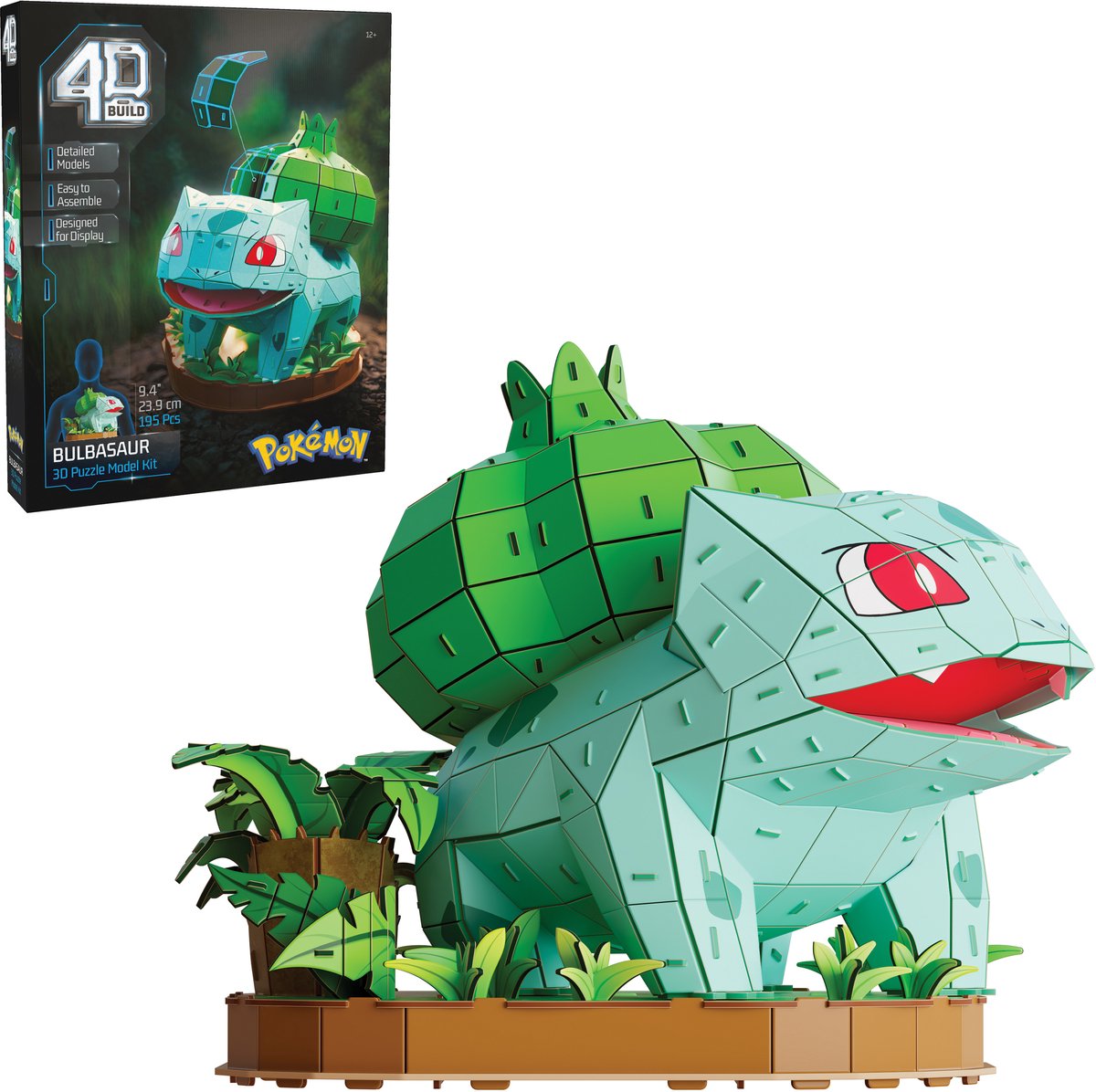 4D Build – Pokémon Bulbasaur – 3D-Modellbausatz – Pokémon-Sammlerstücke, Büro-Starterkollektion, Schreibtischdekoration, Konstruktionsspielzeug, 3D-Puzzles, 195 Teile