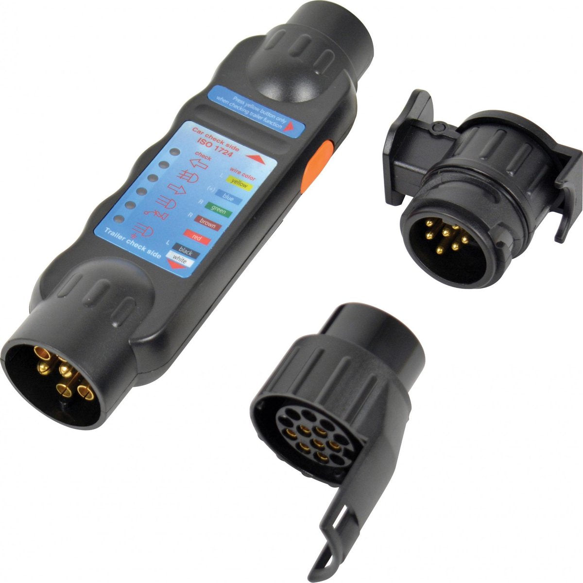 Carpoint Plug -Tester mit 2 -Adapter 7 13 -pin 12 Volt Schwarz