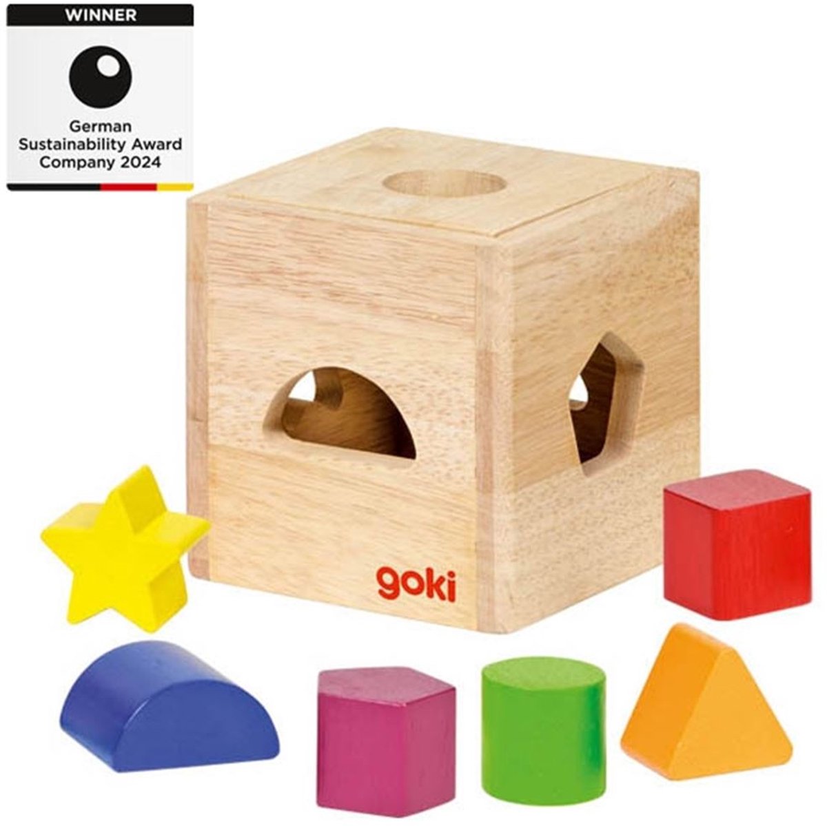 Goki Sortierwürfel aus Holz mit Blöcken