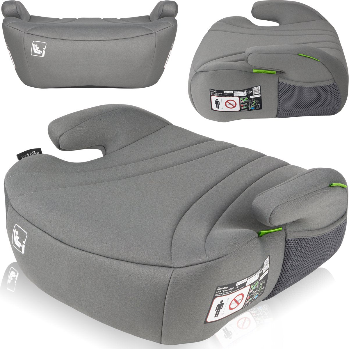 Lionelo luuk i-size – Sitzerhöhung Auto 6–12 Jahre 125–150 cm – breiter Sitzerhöhung mit EPE-Schaum – ergonomische Armlehnen – waschbarer Bezug – Autositz