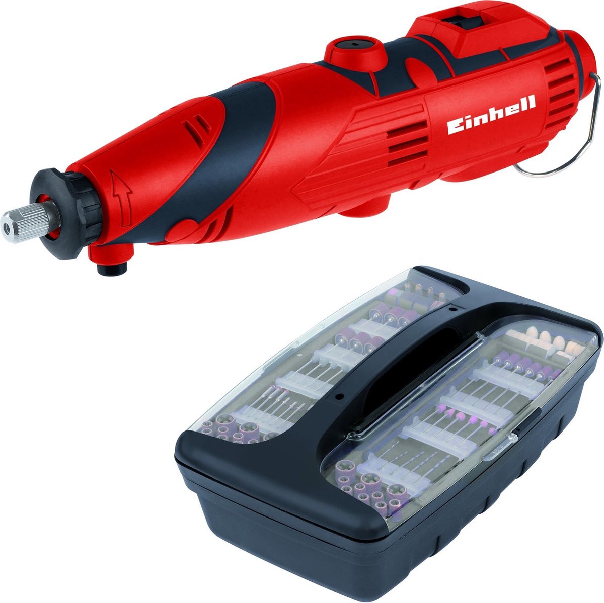 Einhell Schleif- und Graviermaschine TC-MG 135 E – 135 W – elektronischer Drehzahlregler: 10.000–32.000 U/min – flexible Welle – inkl. 189 Zubehörteile im Aufbewahrungskoffer