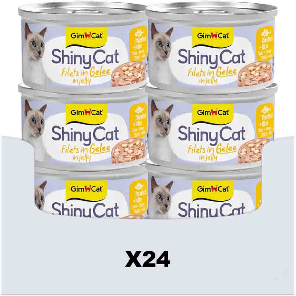 Gimcat 24 x 70 g – Shinycat-Filets in Gelee Tonijn + Kaas