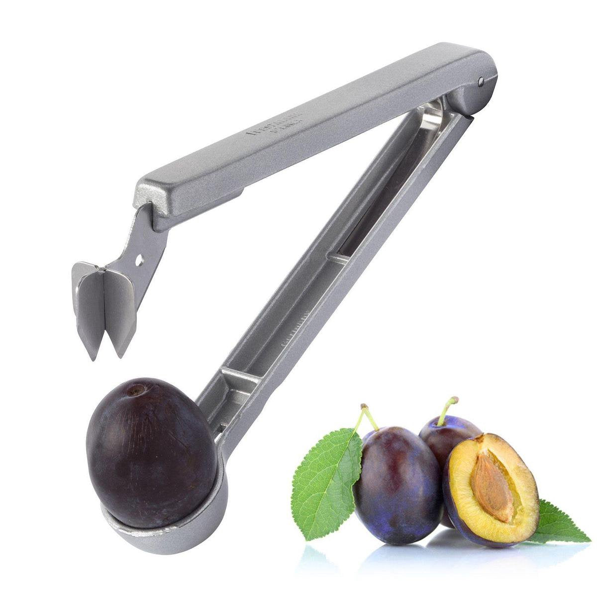 Westmark Pflaumenentsteiner für verzehrfertige Pflaumen, 16,7 cm lang, Aluminium, lebensmittelecht beschichtet, Edelstahlklinge, Steinex, Silber, 40102260