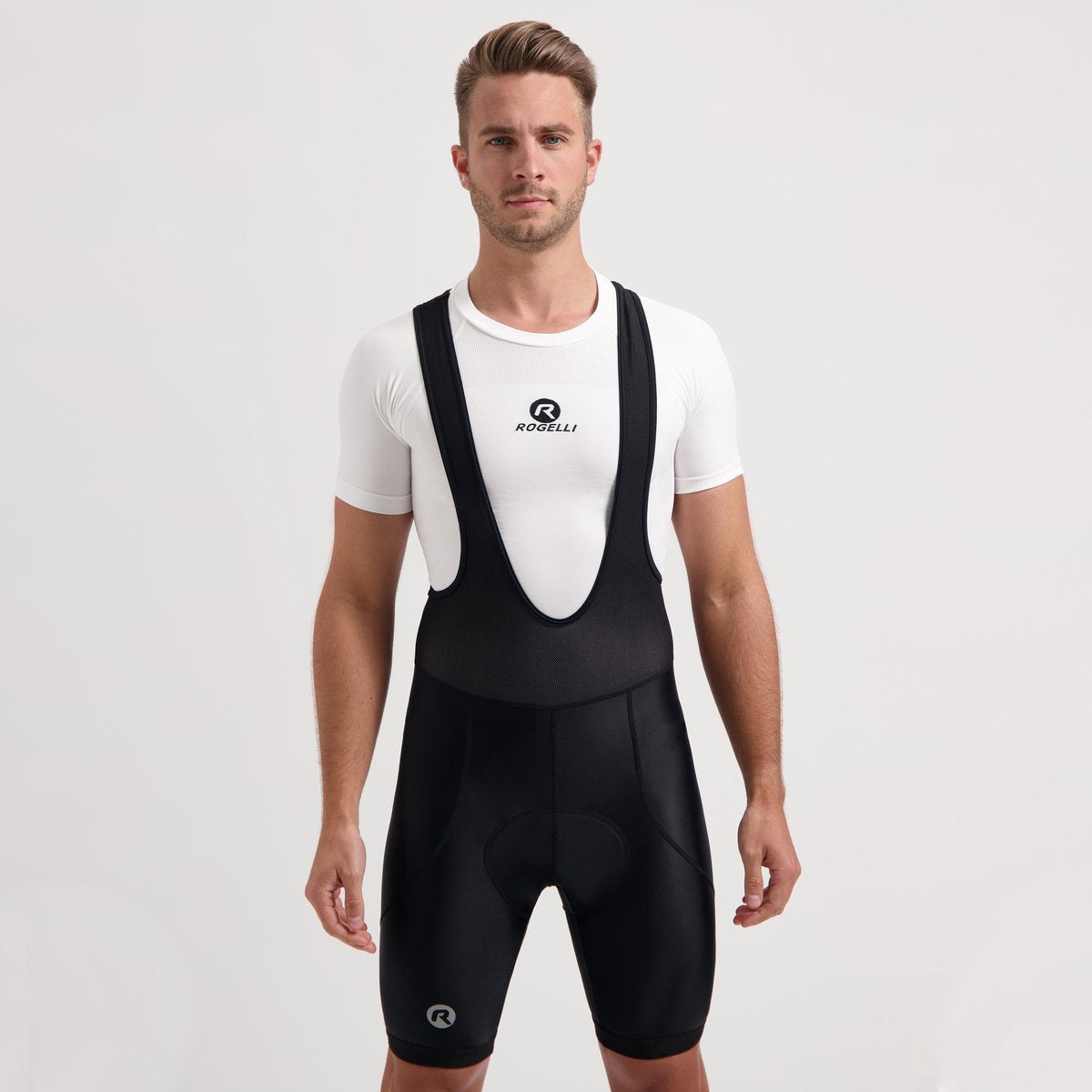 Rogelli core korte fietsbroek heren met zeem en bretels - bibshort - zwart - maat xl