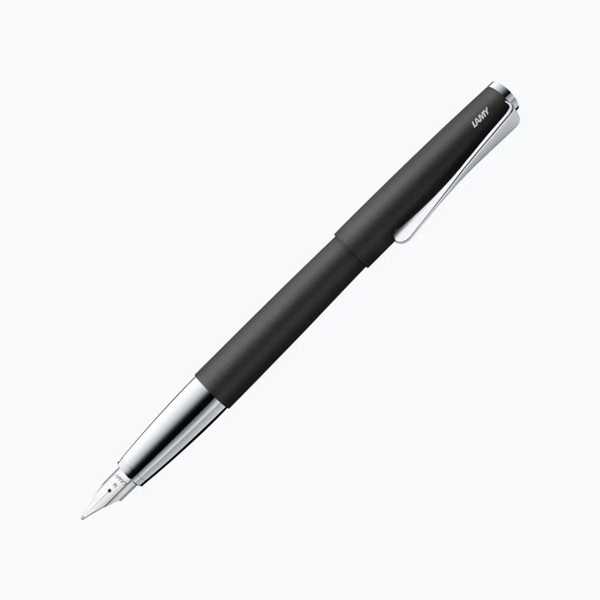 Lamy Studio schwarzer Füllfederhalter | Vollmetallgehäuse | Strichstärke der Stahlfeder b | eleganter Propellerclip | inklusive T10 blauer Tintenpatrone
