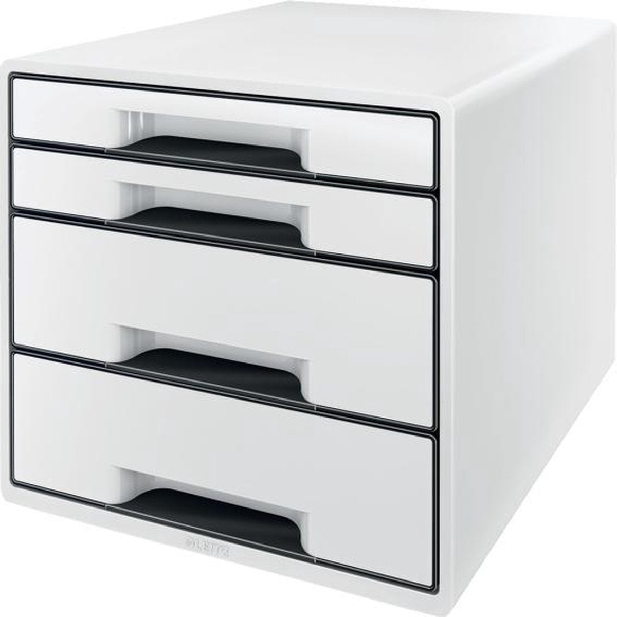 Leitz Wow Cube Schubladenelement mit 4 Schubladen – Aufbewahrung mit Fächern – für Büro und Heimarbeit – ideal für das Heimbüro – Weißgrau