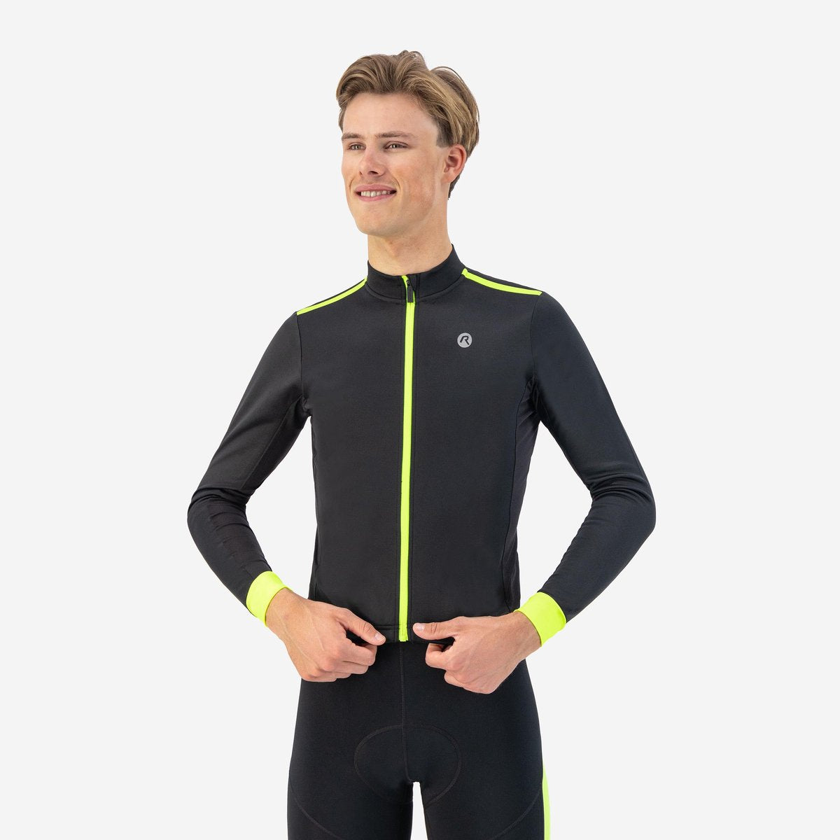 Rogelli core fietsshirt heren - lange mouwen - zwart fluorgeel - xl