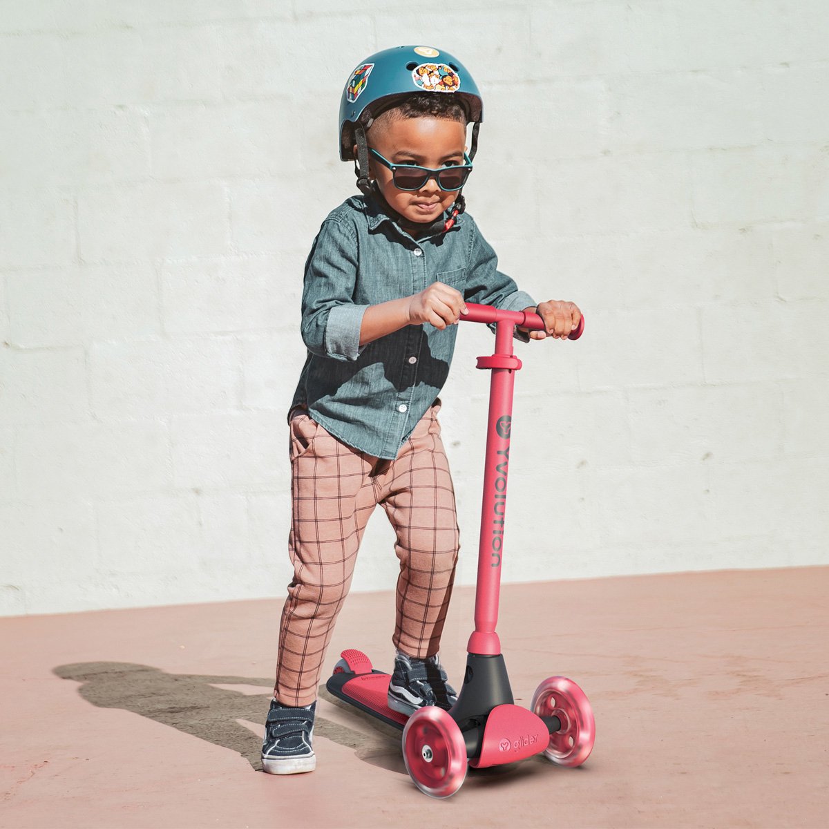 Yvolution - yglider kiwi - rot - Kinderroller mit LED-Rädern