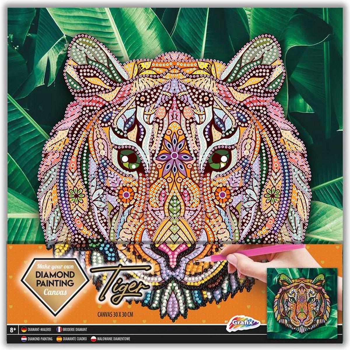 Grafix Leinwand-Diamantgemälde Tiger, 30x30cm