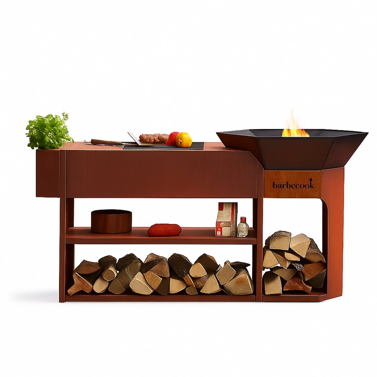 Barbecook Nestor-Insel – Cortenstahl – 190 x 55 x 100 cm