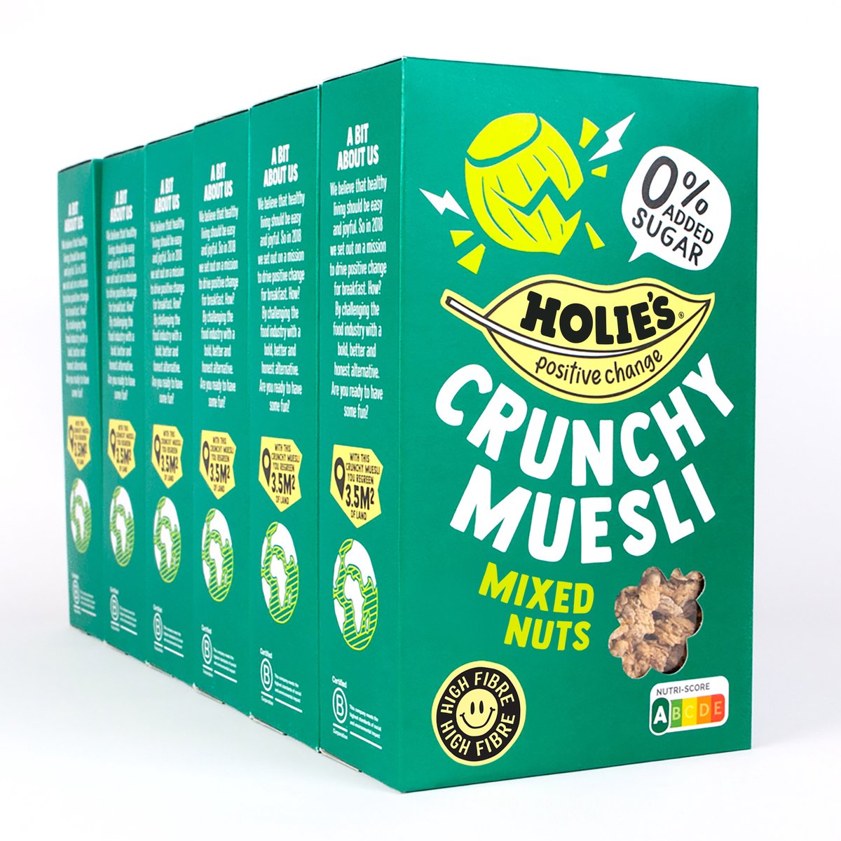 Holie's crunchy muesli mixed nuts 6x 400gr - ontbijtgranen - suikervrij - gezond - vegan