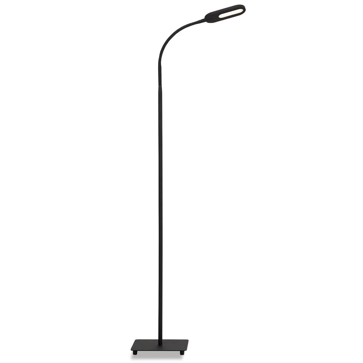 Briloner Bürotreppe – LED-Stehleuchte – schwarze Stehleuchte – mit CCT-Farbtemperatursteuerung – dimmbar – mit Touch – neigbar – 128 cm